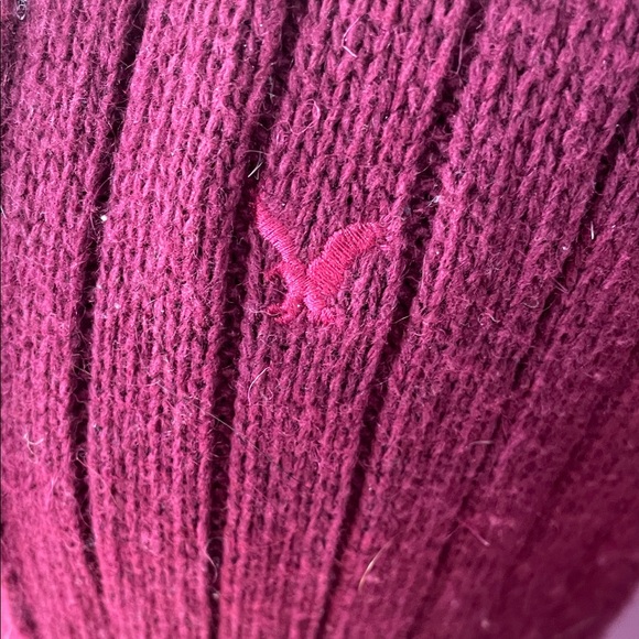 Deep V-Neck Ribbed Sweater - Red - Picture 3 of 5